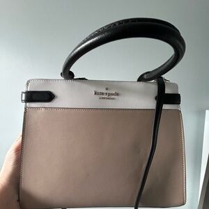 Kate Spade Tan and Black Satchel with Structured Design